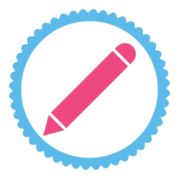 Pencil flat pink and blue colors round stamp icon — Stock Vector