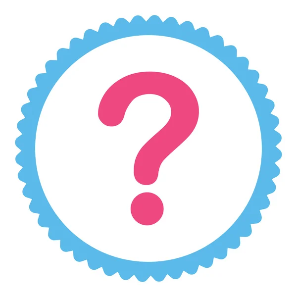 Pergunta plana rosa e azul cores redondas ícone carimbo —  Vetores de Stock