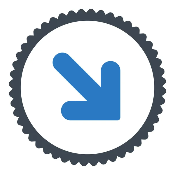 Šipka dolů doprava hladkých modré barvy kulaté razítko ikonu — Stockový vektor