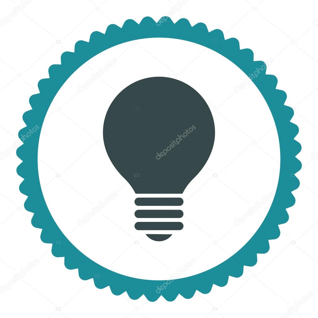 Electric Bulb flat soft blue colors round stamp icon