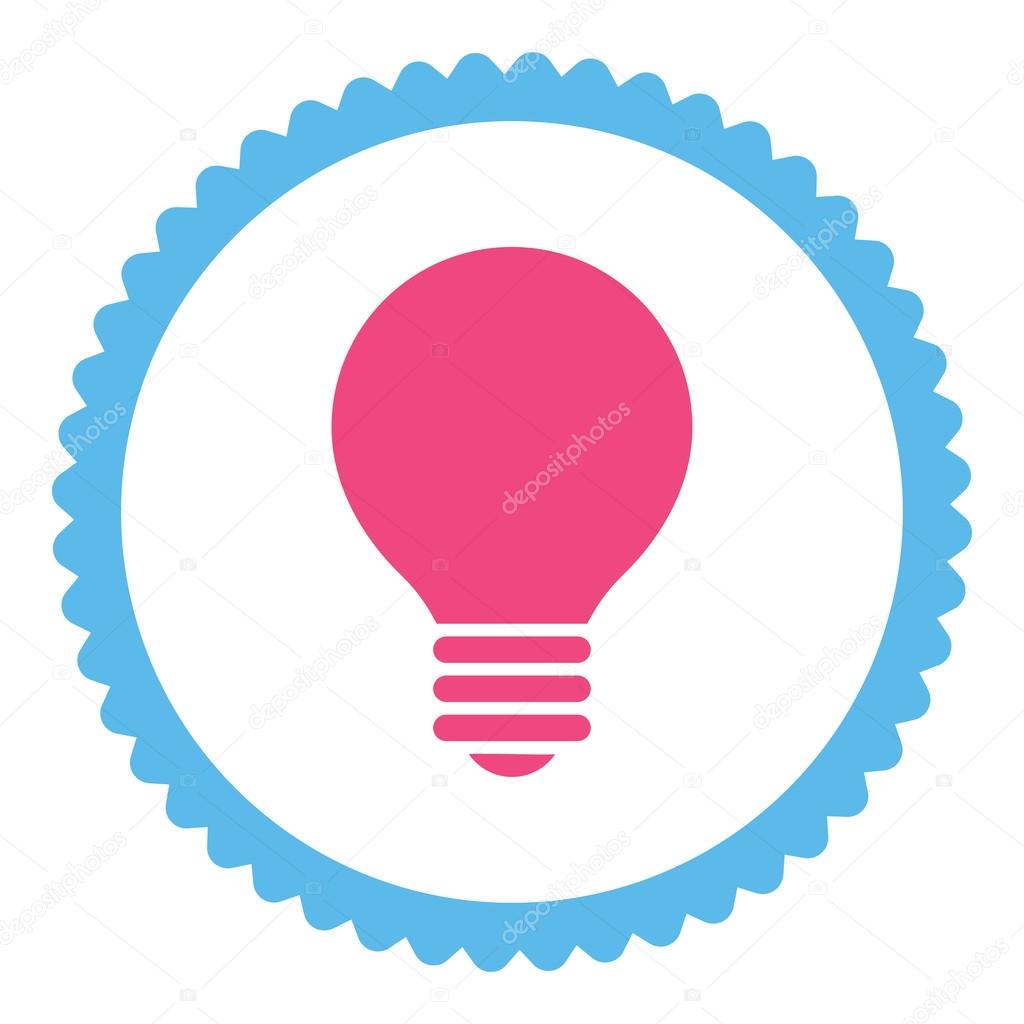 Electric Bulb flat pink and blue colors round stamp icon