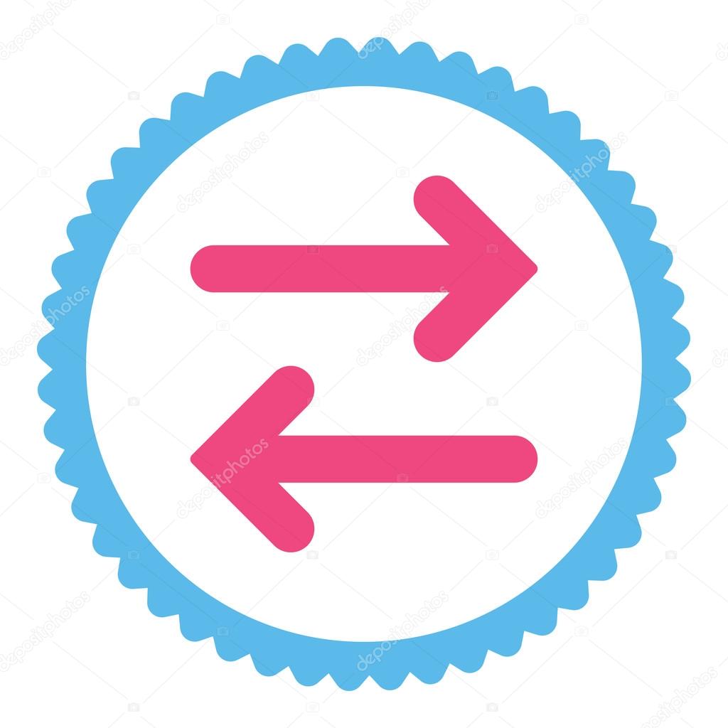 Flip Horizontal flat pink and blue colors round stamp icon