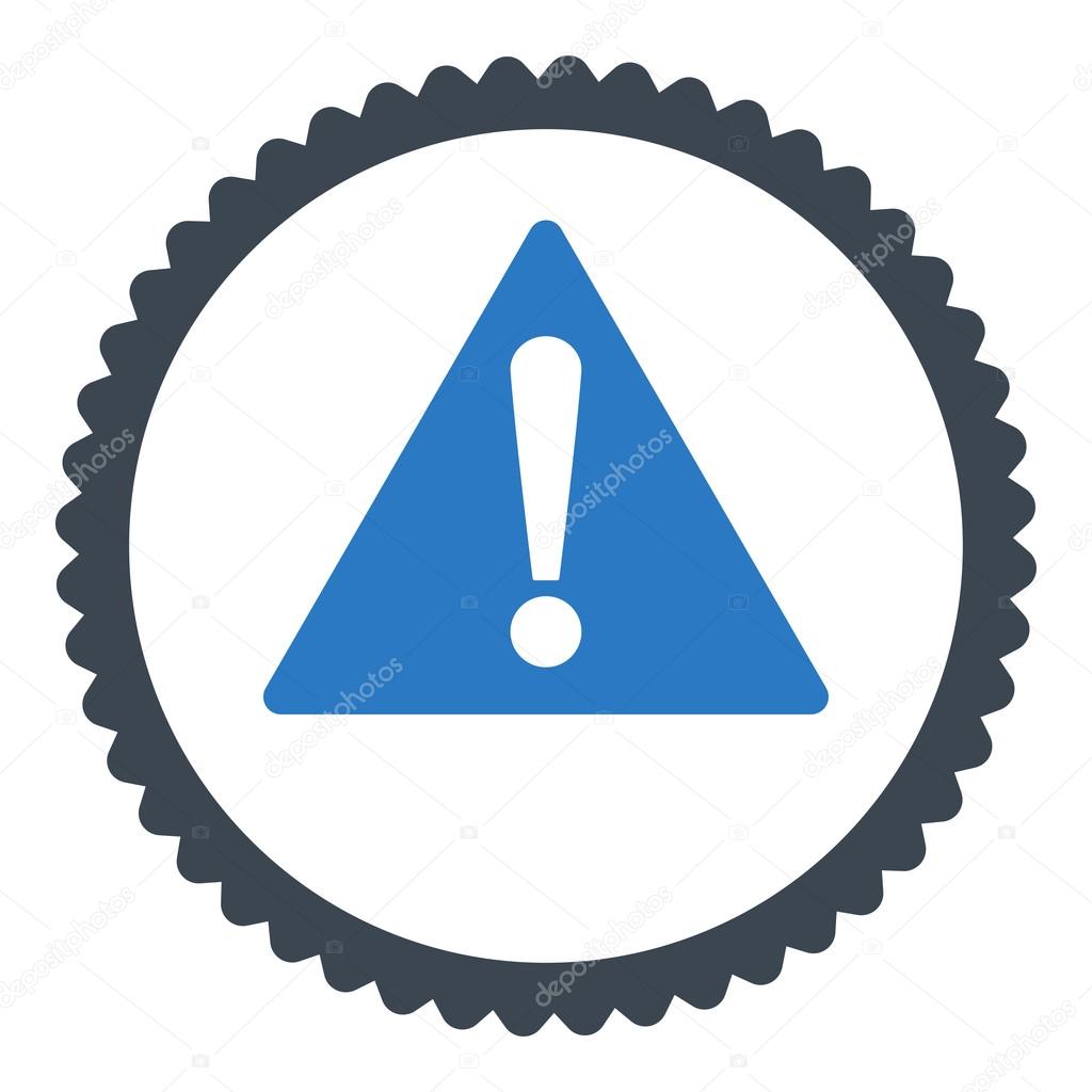 Warning flat smooth blue colors round stamp icon