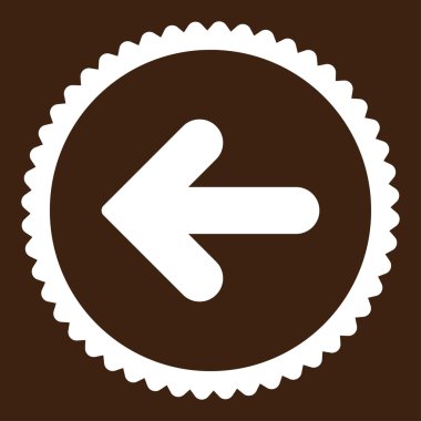 Ok sol düz beyaz renk yuvarlak damga simgesi