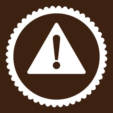 Damga simgesi yuvarlak düz beyaz renk uyarı