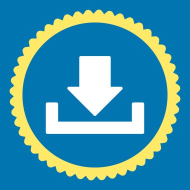 Download düz sarı ve beyaz renkler damga simgesi yuvarlak