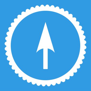 Ok eksen Y düz beyaz renk yuvarlak damga simgesi