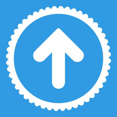 Ok yukarı düz beyaz renk yuvarlak damga simgesi