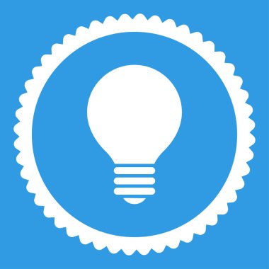 Elektrikli ampul düz beyaz renk yuvarlak damga simgesi