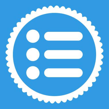 Öğeleri düz beyaz renk yuvarlak damga simgesi