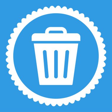 Çöp Can düz yuvarlak damga simgesi beyaz renk