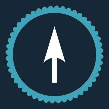 Ok eksen Y düz mavi ve beyaz renkler damga simgesi yuvarlak