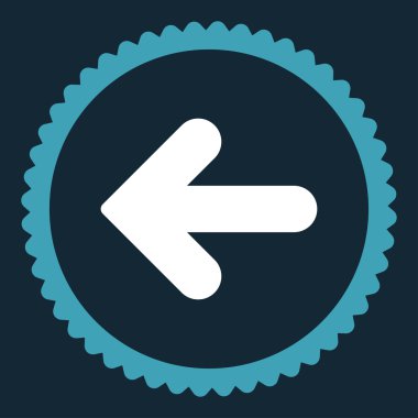 Ok sol düz mavi ve beyaz renkler damga simgesi yuvarlak