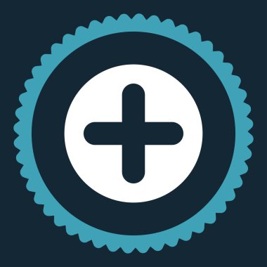 Damga simgesi yuvarlak düz mavi ve beyaz renkler oluşturma