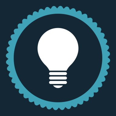 Elektrikli ampul düz mavi ve beyaz renkler damga simgesi yuvarlak