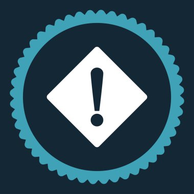 Hata düz mavi ve beyaz renkler damga simgesi yuvarlak