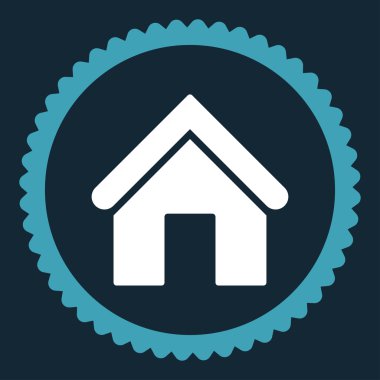 Ev düz mavi ve beyaz renkler damga simgesi yuvarlak