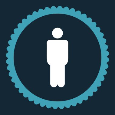 Adam düz mavi ve beyaz renkler damga simgesi yuvarlak