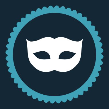 Gizlilik maskesi düz mavi ve beyaz renkler damga simgesi yuvarlak