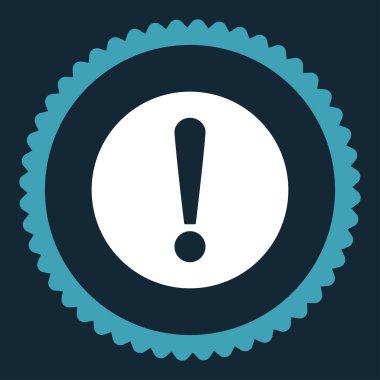 Sorun düz mavi ve beyaz renkler damga simgesi yuvarlak