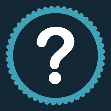 Yuvarlak damga simgesi soru düz mavi ve beyaz renkler