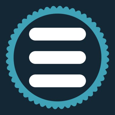 Yuvarlak damga simgesi yığın düz mavi ve beyaz renkler