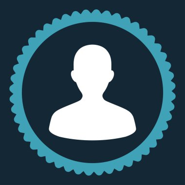 Kullanıcı düz mavi ve beyaz renkler damga simgesi yuvarlak