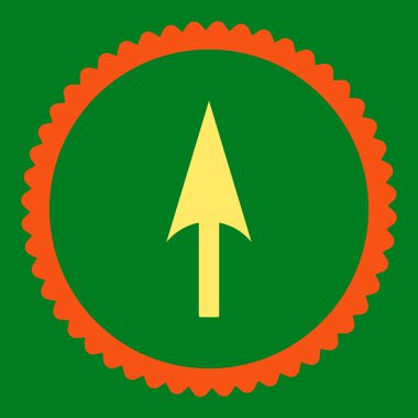 Yuvarlak damga simgesi ok eksen Y düz turuncu ve sarı renkler