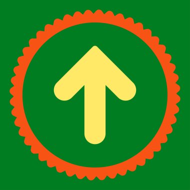 Ok yukarı düz turuncu ve sarı renkli yuvarlak damga simge renk