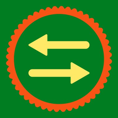 Yuvarlak damga simgesi okları Exchange düz turuncu ve sarı renkler