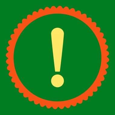 Ünlem işareti turuncu ve sarı renkler damga simgesi yuvarlak düz