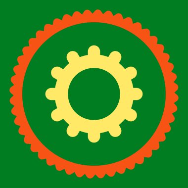 Yuvarlak damga simgesi vites düz turuncu ve sarı renkler