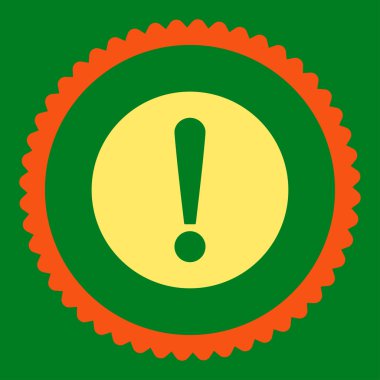 Sorun düz turuncu ve sarı renkler damga simgesi yuvarlak