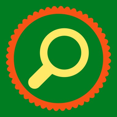 Yuvarlak damga simge görünümü düz turuncu ve sarı renkler