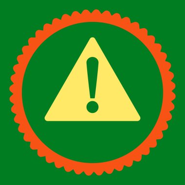 Yuvarlak damga simgesi uyarı düz turuncu ve sarı renkler