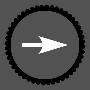 Ok ekseni X düz siyah ve beyaz renkler damga simgesi yuvarlak