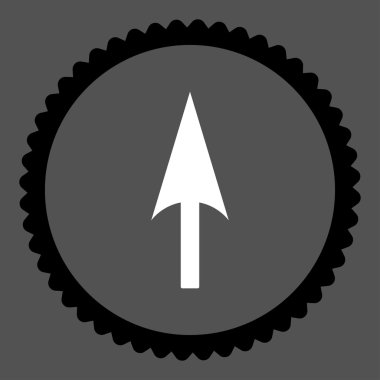 Ok eksen Y düz siyah ve beyaz renkler damga simgesi yuvarlak