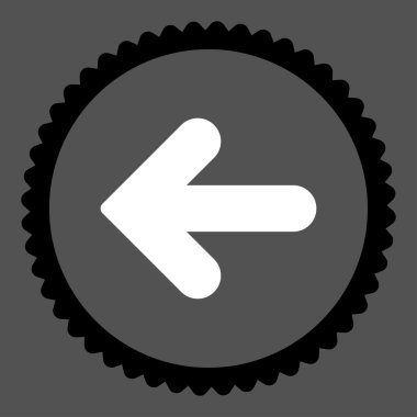 Ok sol düz siyah ve beyaz renkler damga simgesi yuvarlak