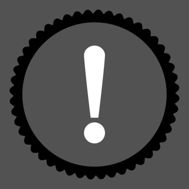 Ünlem işareti düz siyah ve beyaz renkler damga simgesi yuvarlak