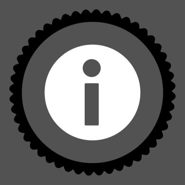 Bilgi düz siyah ve beyaz renkler damga simgesi yuvarlak