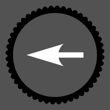 Keskin sol ok düz siyah ve beyaz renkler damga simgesi yuvarlak