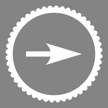 Ok ekseni X düz beyaz renk yuvarlak damga simgesi