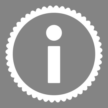 Bilgi düz beyaz renk yuvarlak damga simgesi