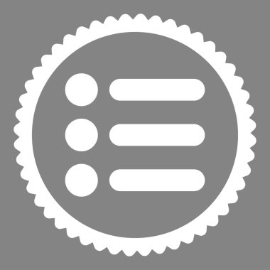 Öğeleri düz beyaz renk yuvarlak damga simgesi