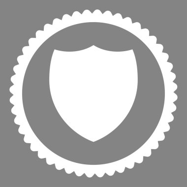 Kalkan düz beyaz renk yuvarlak damga simgesi