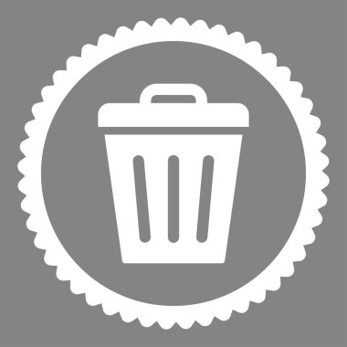 Çöp Can düz yuvarlak damga simgesi beyaz renk