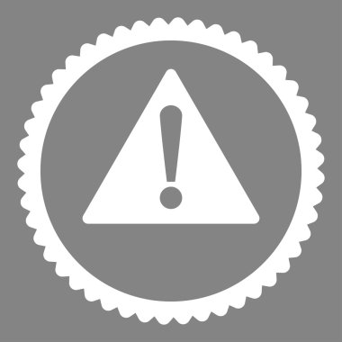 Damga simgesi yuvarlak düz beyaz renk uyarı