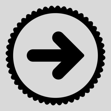 Ok sağ düz siyah renk yuvarlak damga simgesi