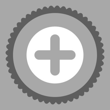 Düz koyu gri oluşturmak ve beyaz renkler damga simgesi yuvarlak