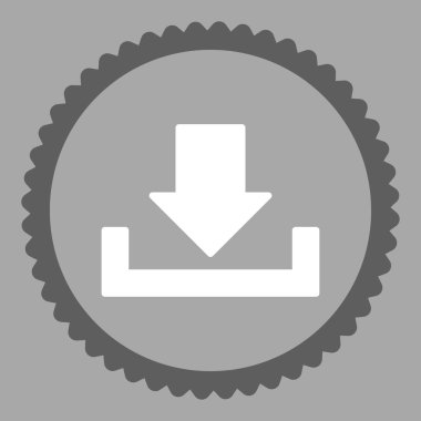 Düz koyu gri ve beyaz renkler damga simgesi yuvarlak indir